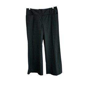 George Women's Black Pants Satin Waist Stripe Flat Front Wide Leg Size 12